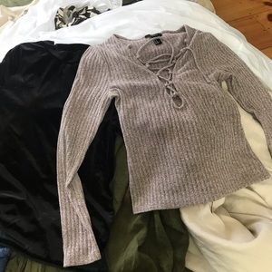 Three long-sleeve crop tops - multibrand bundle